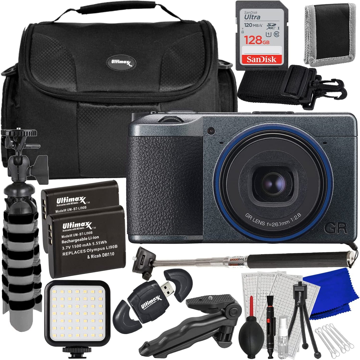 Ricoh GR IIIx Digital Camera 15286 - 10PC Accessory Bundle