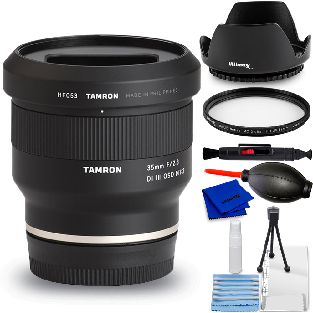 Tamron 35mm f/2.8 Di III OSD M 1:2 Objektiv für Sony E F053S - 7-teiliges Zubehörpaket