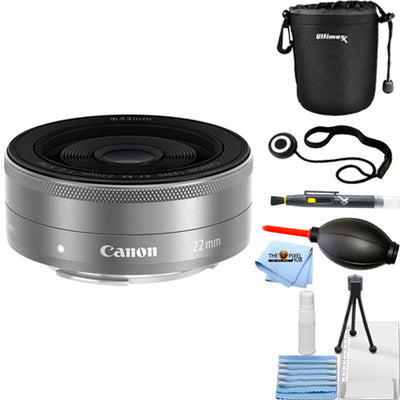 Canon EF-M 22mm f/2 STM Lens (Silver) 9808B002 - Essential UV Filter Bundle