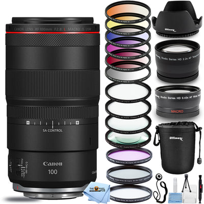 Canon RF 100mm f/2.8L Macro IS USM Lens With 21 Piece Pro Accessory Bundle