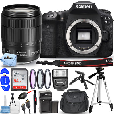 Canon EOS 90D DSLR mit 18-135-mm-Objektiv + 64 GB + EXT BAT + Filter-Kit-Paket