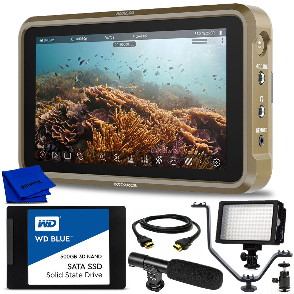 Atomos Ninja 5,2-Zoll-4K-HDMI-Aufnahmemonitor mit WD Blue 500 GB SSD-Paket