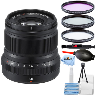 FUJIFILM XF 50mm f/2 R WR Lens (Black) 16536611 - 7PC Accessory Bundle