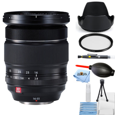 Fujifilm XF 16–55 mm f/2,8 R LM WR-Objektiv (schwarz) 16443072 – 7-teiliges Zubehörpaket