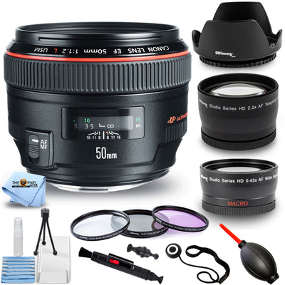 Canon EF 50mm f/1.2L USM Objektiv (Schwarz) 1257B002 - 10-teiliges Zubehörpaket