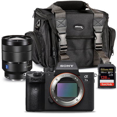 Spiegellose Kamera Sony a7 III mit 24–70 mm f/4-Objektiv + 64 GB + Deluxe-Tragetasche