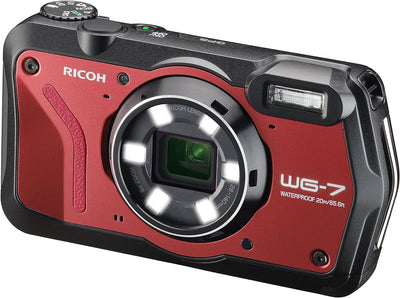 RICOH WG-7 Digitalkamera, robuste, wasser- und staubdichte 4K-Webcam (rot)