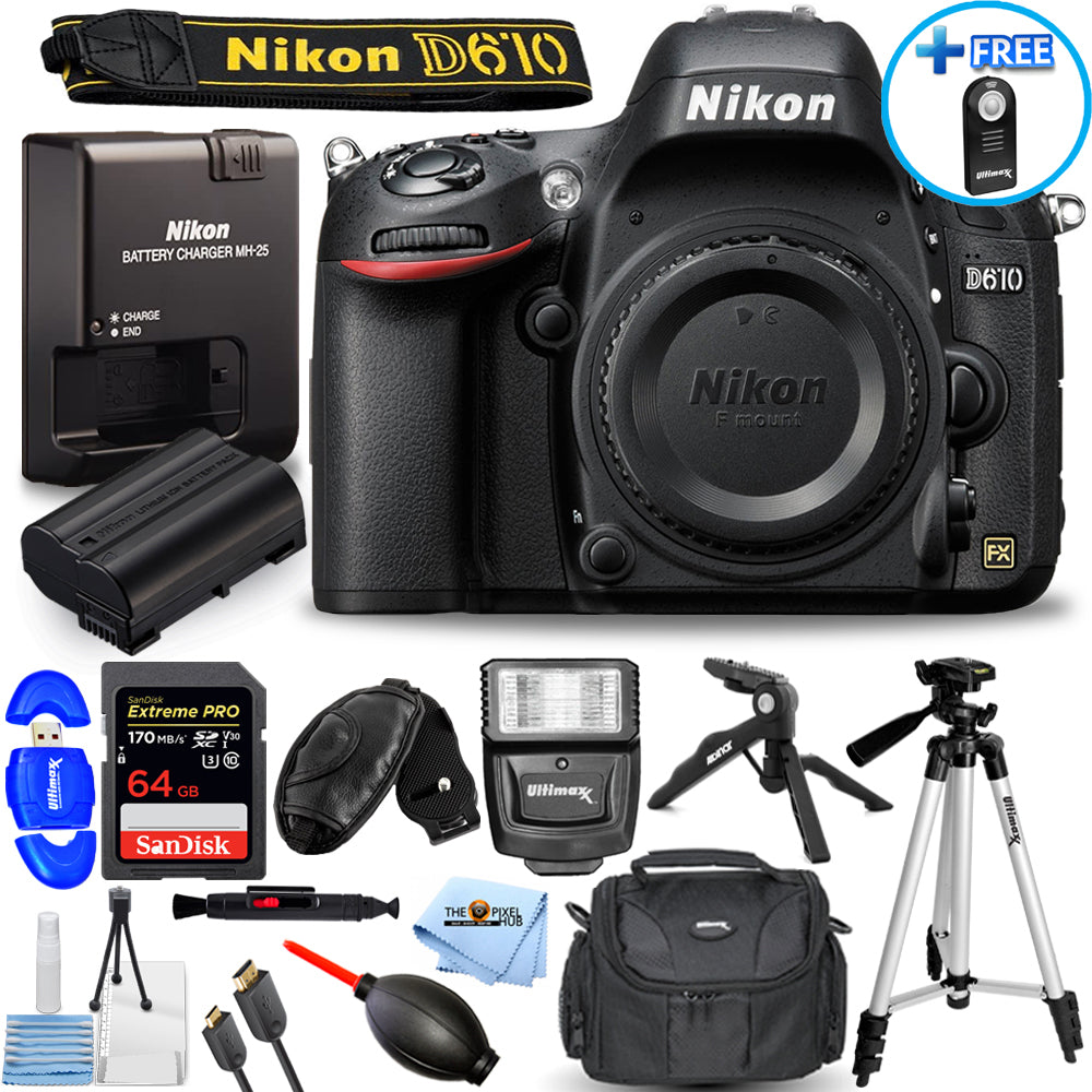 Nikon D610 Digitalkamera (nur Gehäuse) 1540 - 14-teiliges Zubehörpaket