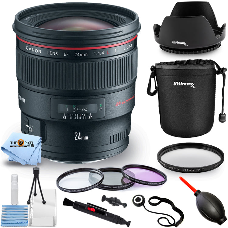 Canon EF 24mm f/1.4L II USM Autofokus-Objektiv 2750B002 - 10-teiliges Zubehörpaket