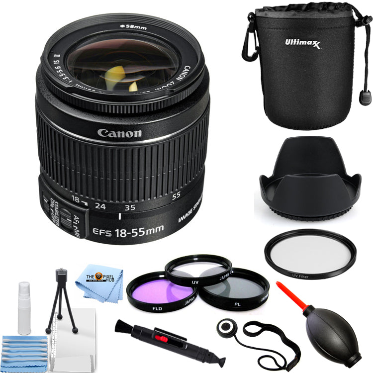 Canon EF-S 18–55 mm f/3,5–5,6 IS II Objektiv Pro Filter Kit Bundle – Neu in weißer Box