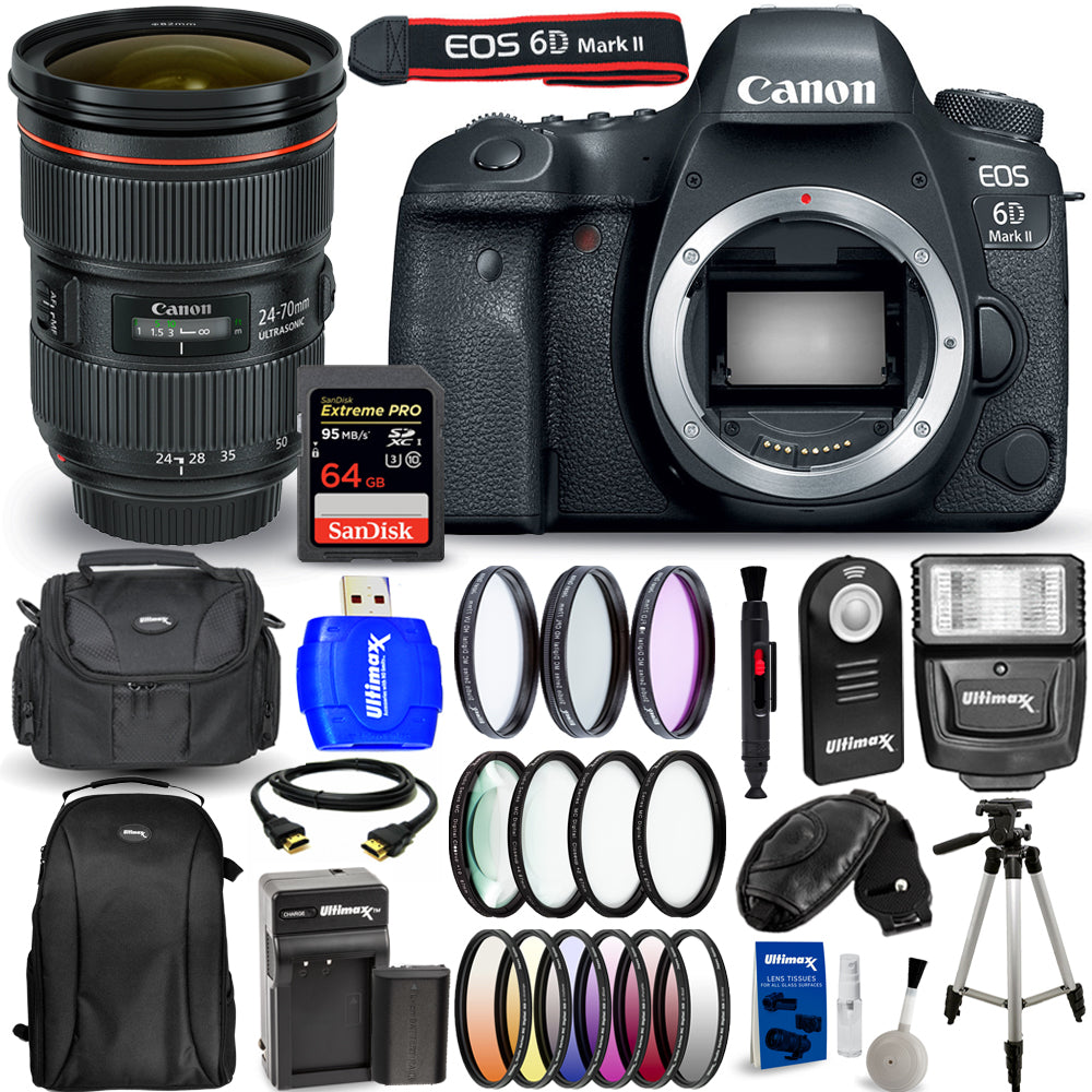 Canon EOS 6D Mark II DSLR mit 24-70mm f/2.8L II USM Objektiv - Top Value Bundle