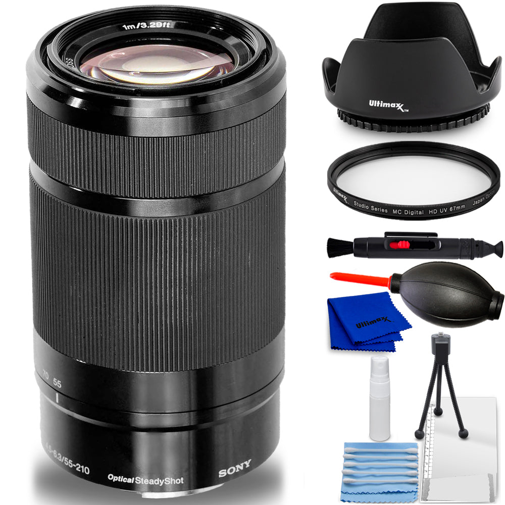 Sony E 55–210 mm f/4,5–6,3 OSS E-Mount-Objektiv (schwarz) – Essential UV-Filterpaket