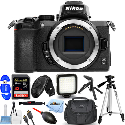 Nikon Z 50 spiegellose Digitalkamera (nur Gehäuse) + 64 GB + LED-Beleuchtungsset im Paket