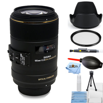 Sigma 105mm f/2.8 EX DG OS HSM Macro Lens for Canon EF - 7PC Accessory Bundle