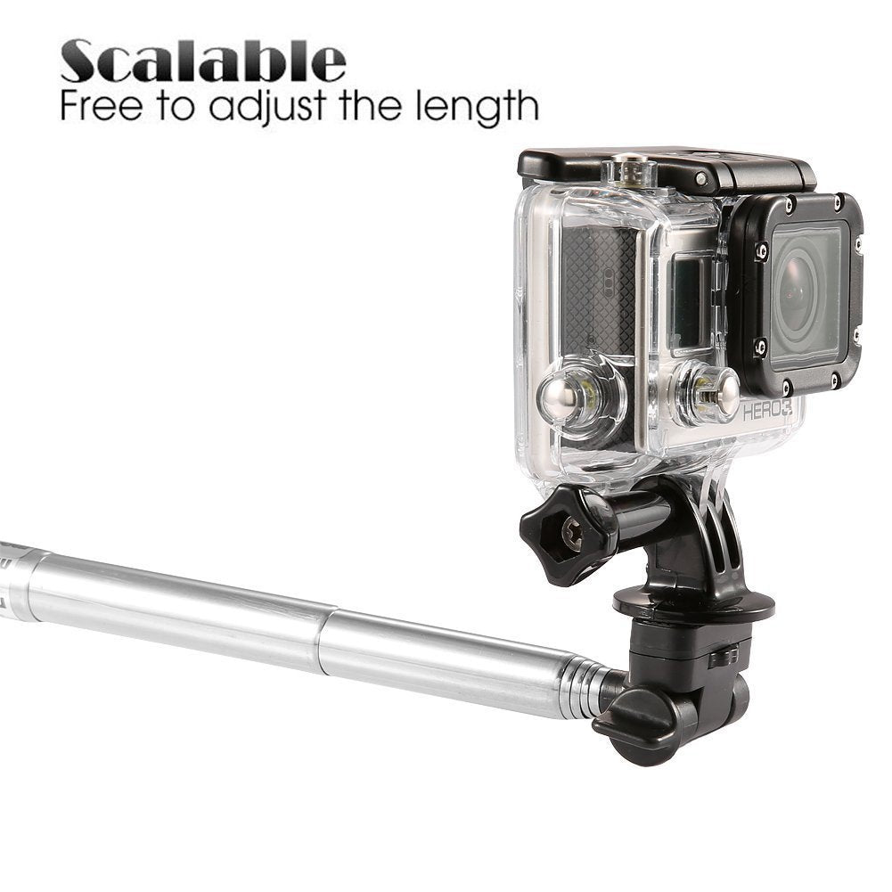 Handheld Pole Extendable Monopod Selfie Stick with GoPro Adapter