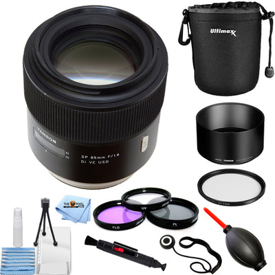 Tamron SP 85mm f/1.8 Di VC USD Lens for Nikon F - 10PC Accessory Bundle