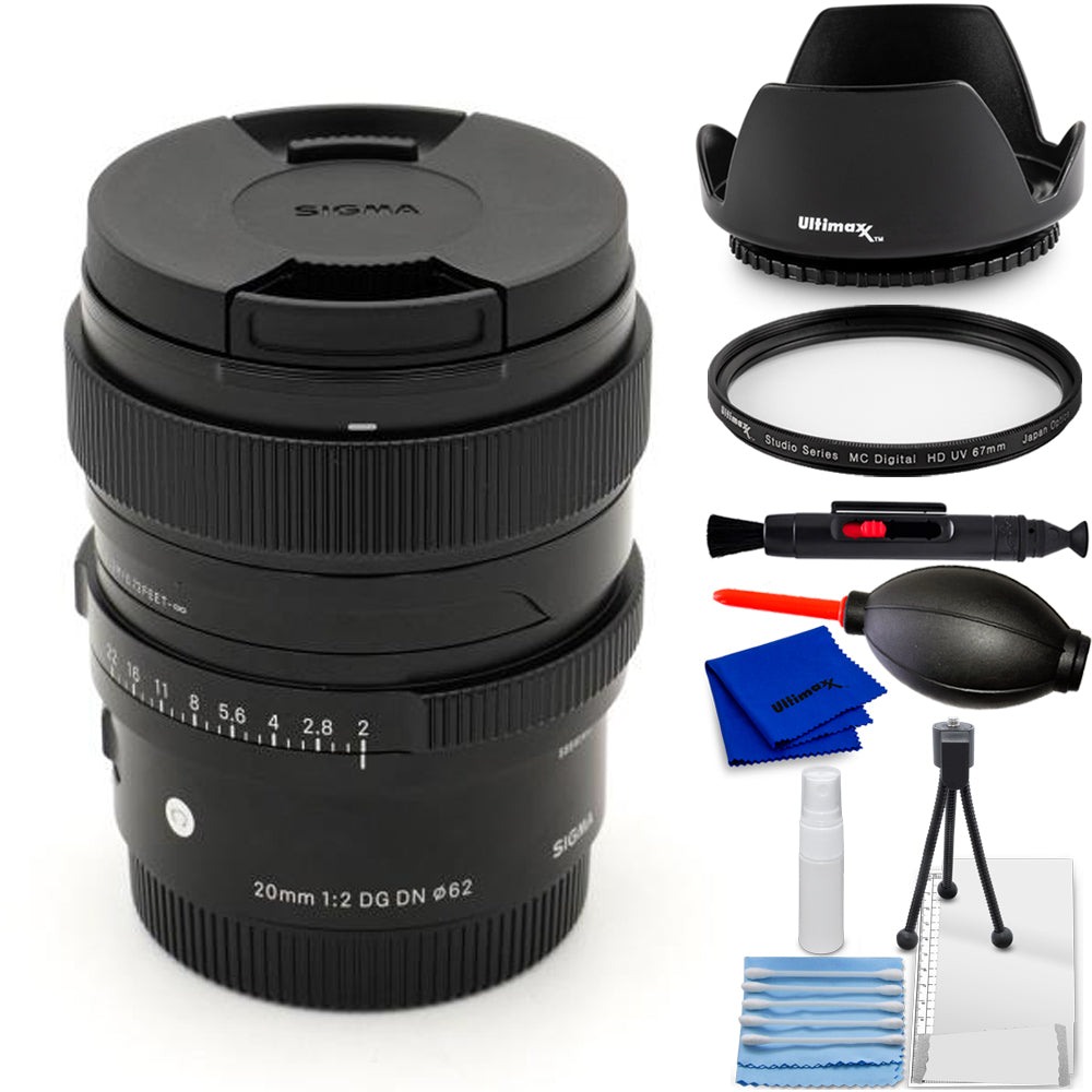 Sigma 20mm f/2 DG DN Contemporary-Objektiv für Sony E 490965 – 7-teiliges Zubehörpaket