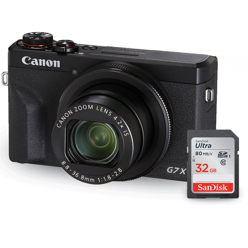 Canon PowerShot G7 X Mark III Digitalkamera (Schwarz) 3637C001 + SanDisk 32 GB