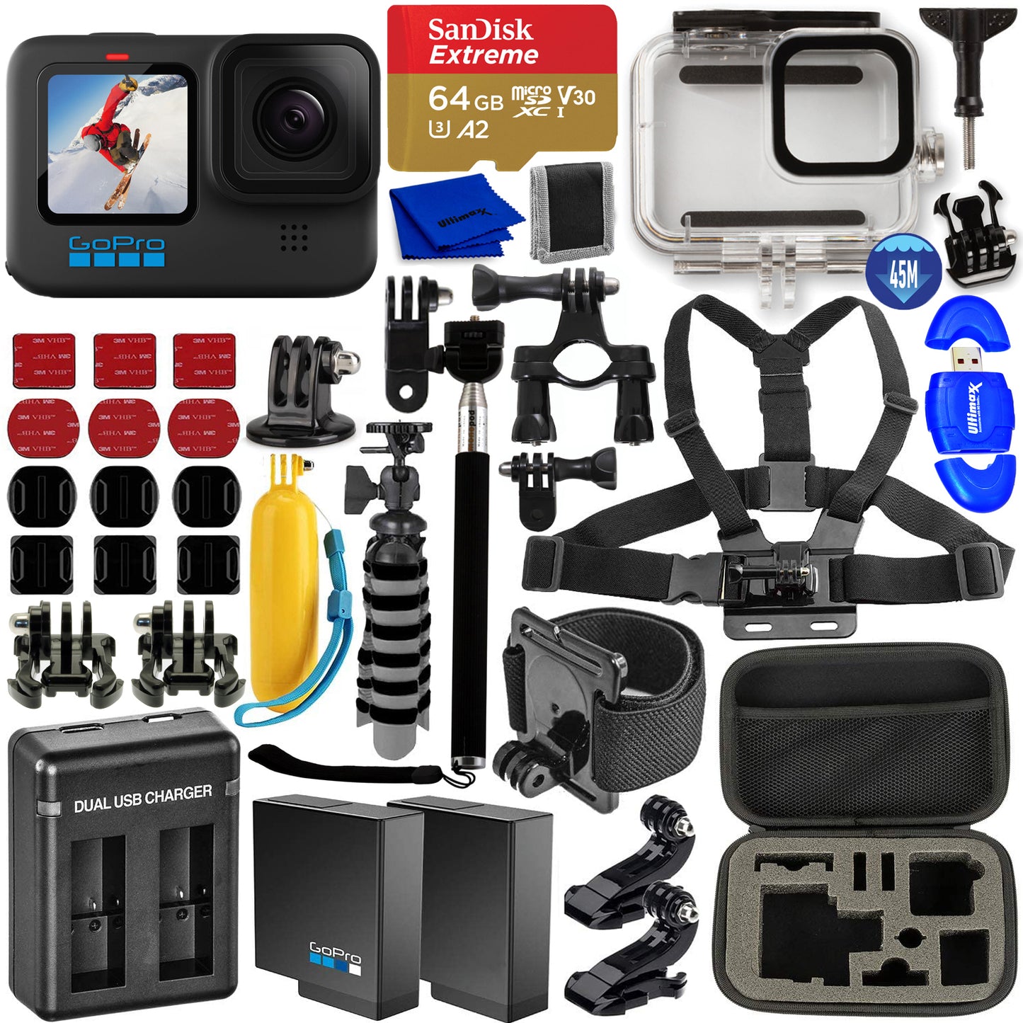 GoPro HERO10 HERO 10 Camcorder Black - 20 Piece Ultimate Accessory Bundle