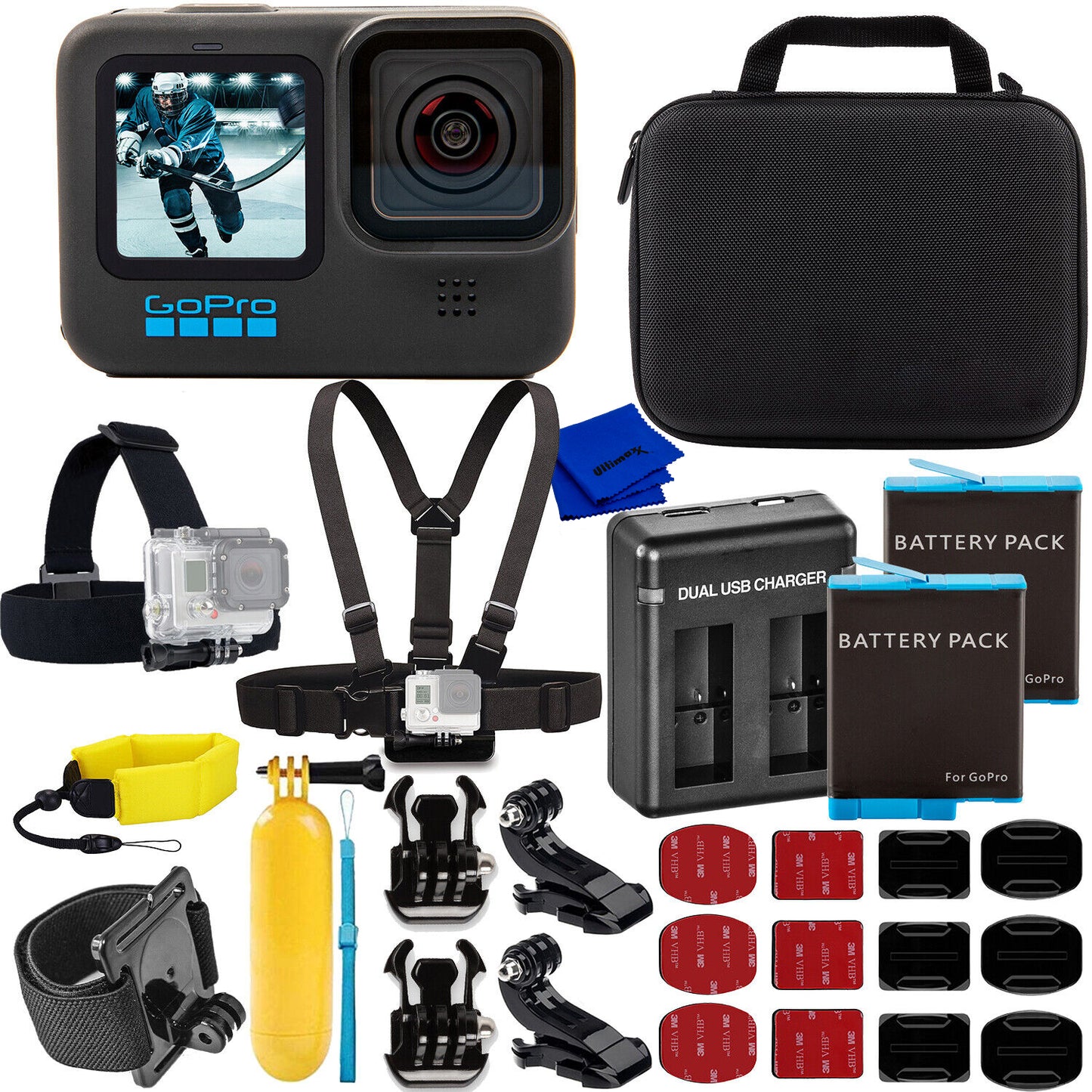 GoPro Hero11 Hero 11 Black Alles-was-Sie-brauchen-Kit mit 2 zusätzlichen Akkus + mehr