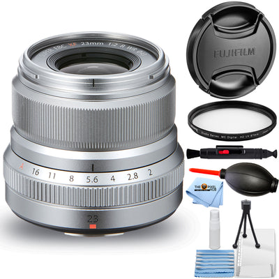 FUJIFILM XF 23 mm f/2 R WR-Objektiv (Silber) 16523171 – 7-teiliges Zubehörpaket