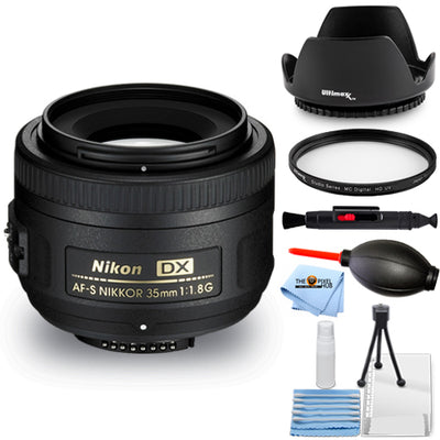 Nikon AF-S DX NIKKOR 35mm f/1.8G Lens (Black) Essential UV Filter Bundle