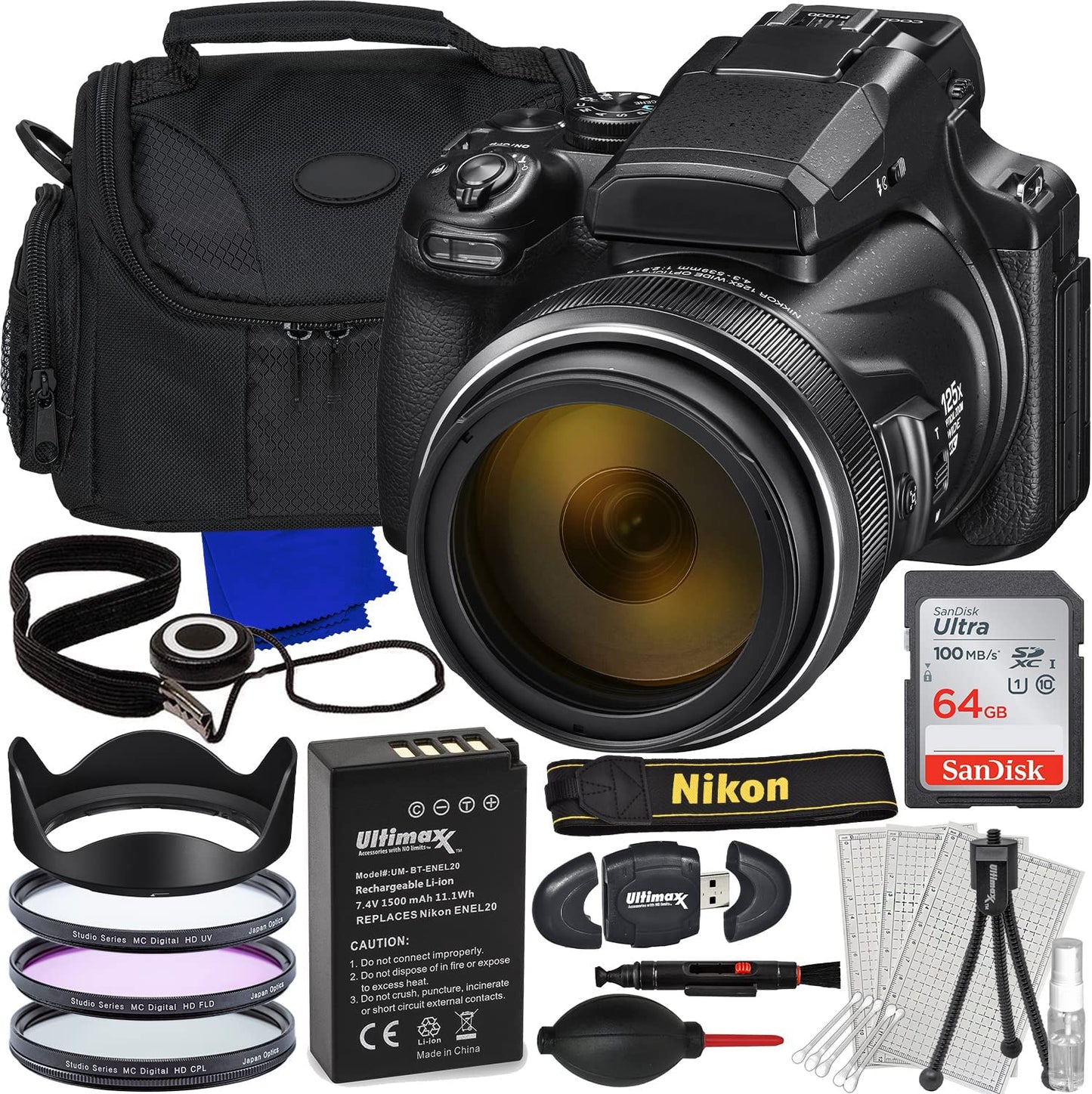 Nikon Coolpix P1000 16MP 4K Digital Camera 26522 - 14PC Accessory Bundle