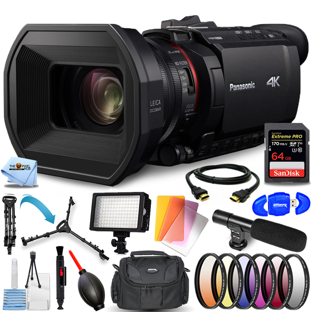 Panasonic HC-X1500 UHD 4K HDMI Pro Camcorder mit 24-fach Zoom + 64 GB + Stativ-Kit