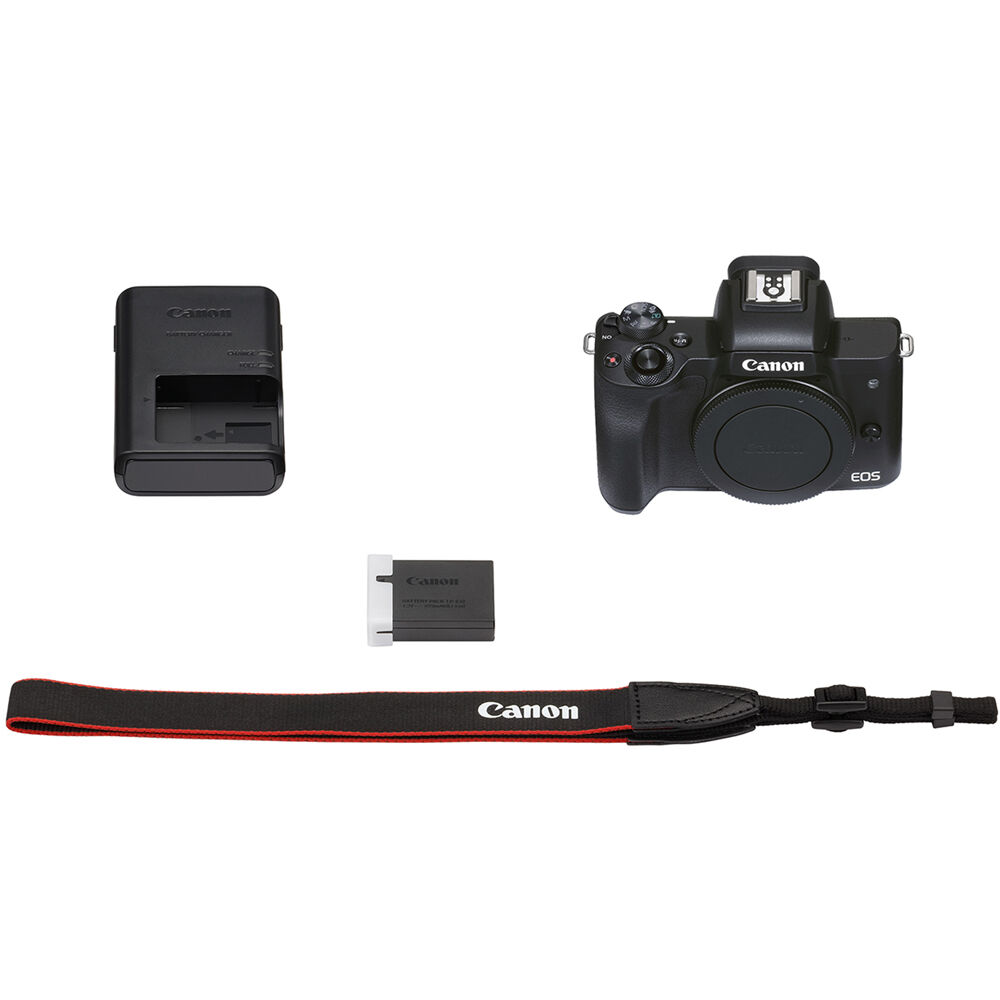 Canon EOS M50 Mark II Mirrorless Camera (Black) 4728C001 - 7PC Accessory Bundle