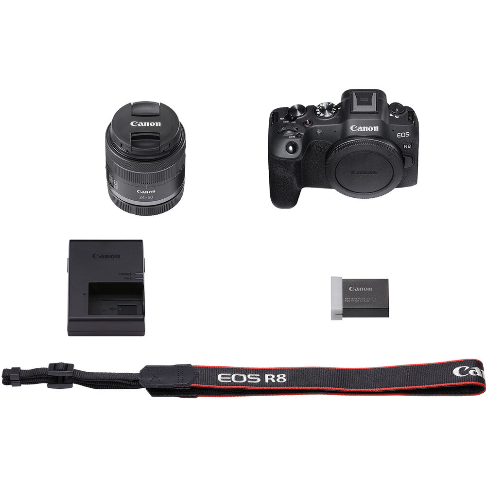 Canon EOS R8 Mirrorless Camera with RF 24-50mm IS STM Lens - 14PC Accessory Kit