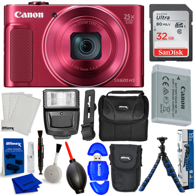 Canon PowerShot SX620 HS Digitalkamera (Rot) 1073C001 – 32 GB Zubehörpaket