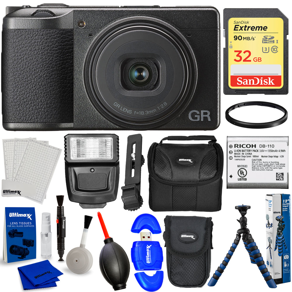 Ricoh GR III Digitalkamera 15039 + 32 GB + Stativ + Taschenpaket