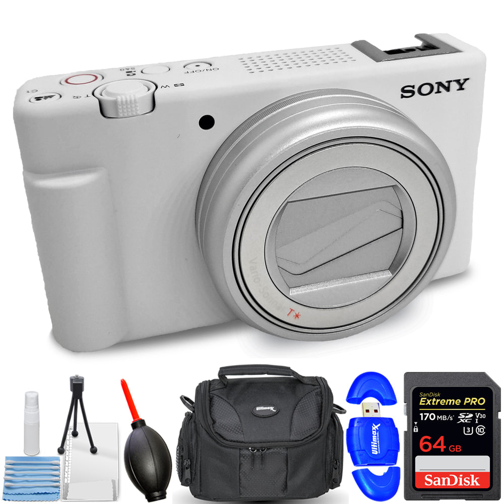 Sony ZV-1 II Digitalkamera (Weiß) ZV1M2/W - 7-teiliges Zubehörpaket