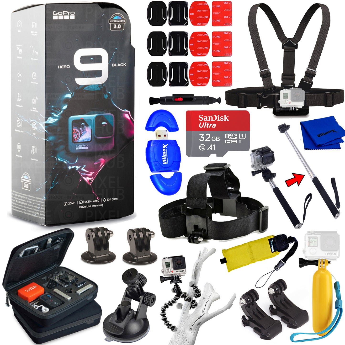 GoPro HERO9 wasserdichter 5K-Camcorder + EXT BATT + 32 GB + Tragetasche im Paket