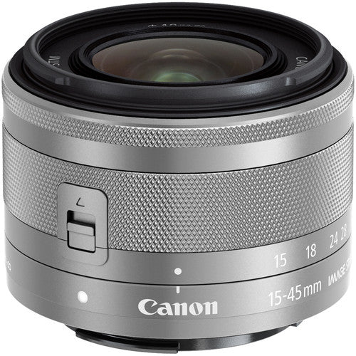 Canon EF-M 15-45mm f/3.5-6.3 IS STM Lens (Silver) 0597C002 - 7PC Accessory Kit