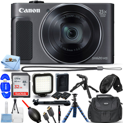 Canon PowerShot SX620 Digitalkamera (Schwarz) – 12-teiliges Zubehörpaket