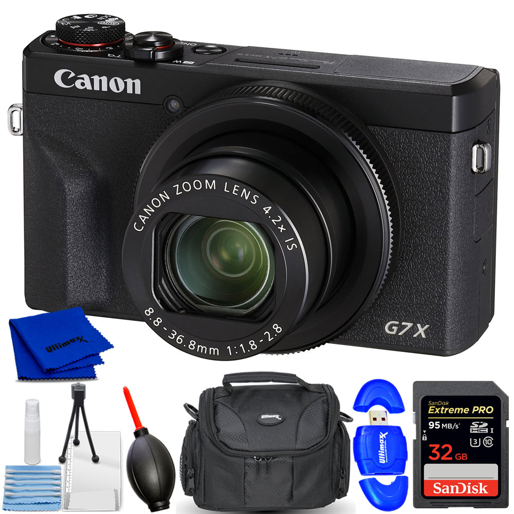 Canon PowerShot G7 X Mark III Digitalkamera (Schwarz) 3637C001 – 32 GB-Paket