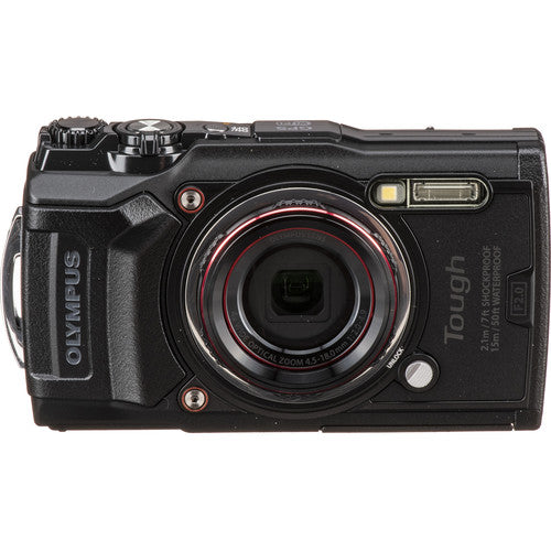 Olympus Tough TG-6 wasserdichte Digitalkamera (schwarz) – 7-teiliges Zubehörpaket