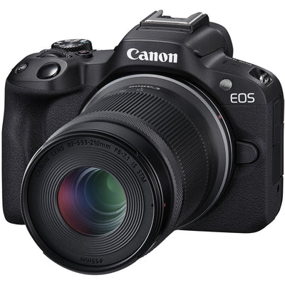 Spiegellose Kamera Canon EOS R50 mit 18–45 mm und 55–210 mm Objektiven (Schwarz)