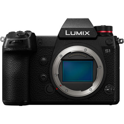 Panasonic Lumix DC-S1 spiegellose Kamera (nur Gehäuse), 64 GB, Blitz, Stativpaket