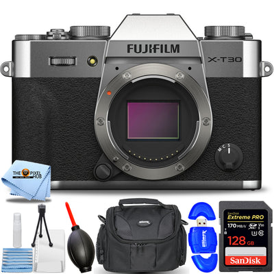 FUJIFILM X-T30 II spiegellose Kamera (Silber) 16759641 - 7-teiliges Zubehörpaket