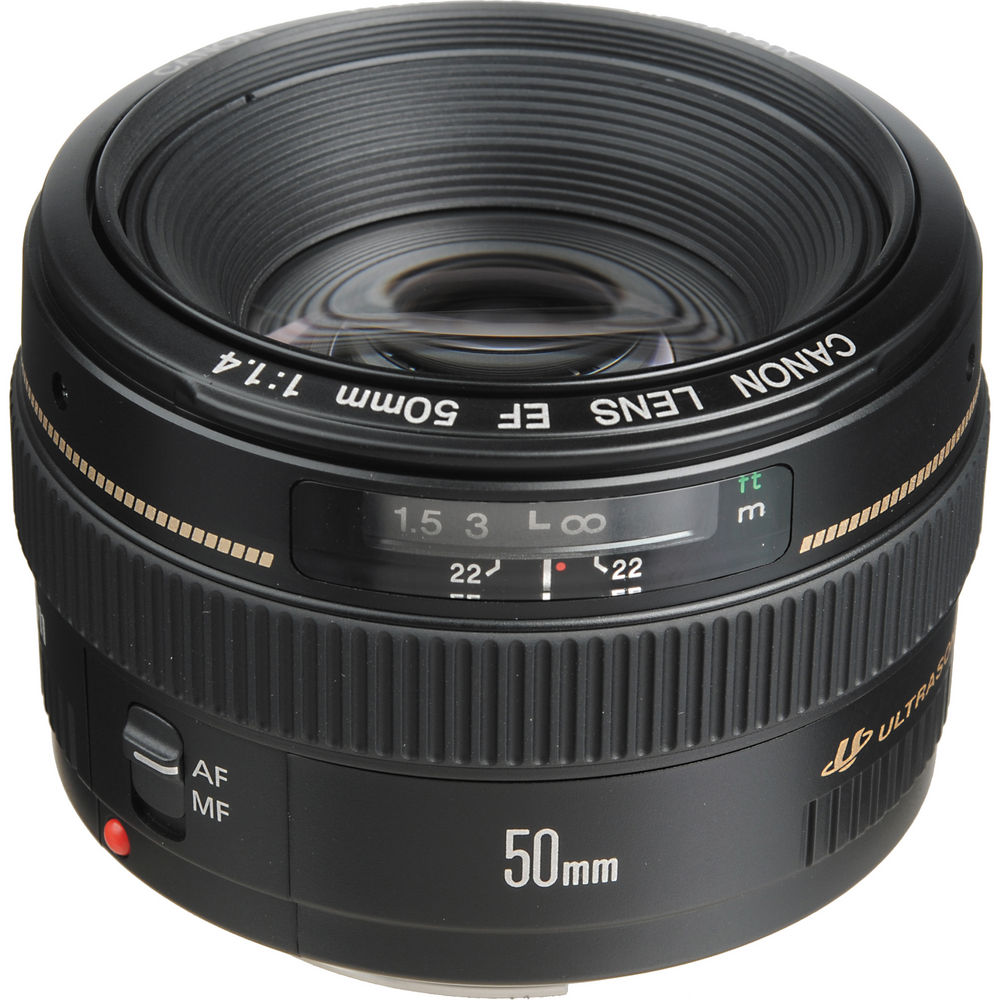 Canon EF 50mm f/1.4 USM Objektiv 2515A003 + Tele- und Weitwinkelobjektiv-Paket