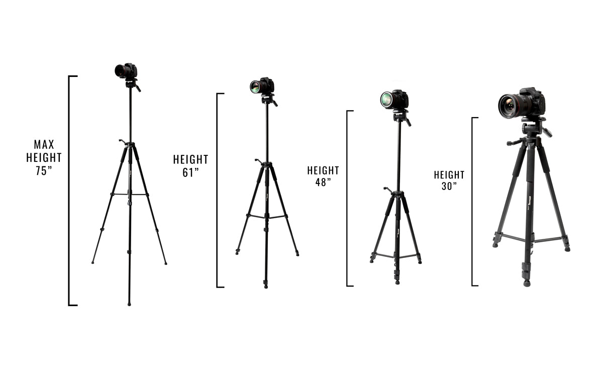 Professionelles 75-Zoll-Stativ mit 3-Wege-Neigekopf und Schwenkbewegung für die meisten DSLR-Kameras