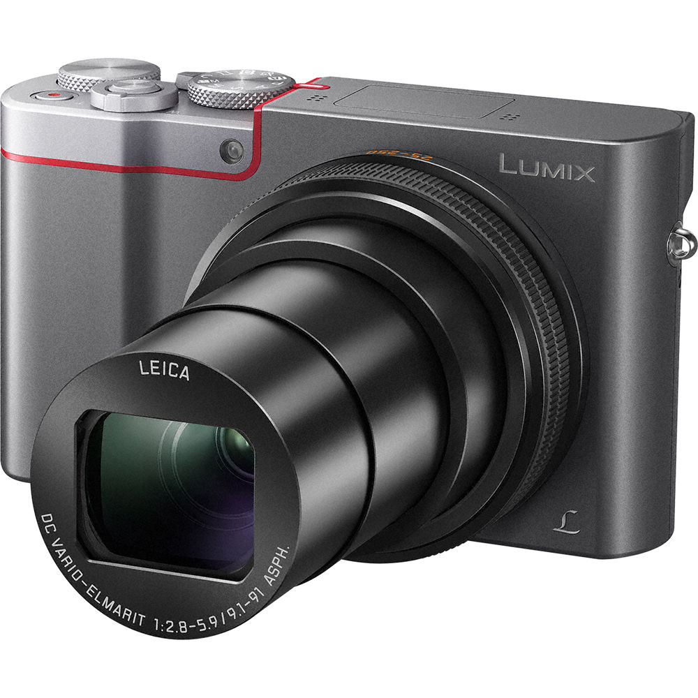 Panasonic LUMIX DC-TZ220D/ZS200D Digitalkamera (Silber) – 7-teiliges Zubehörpaket