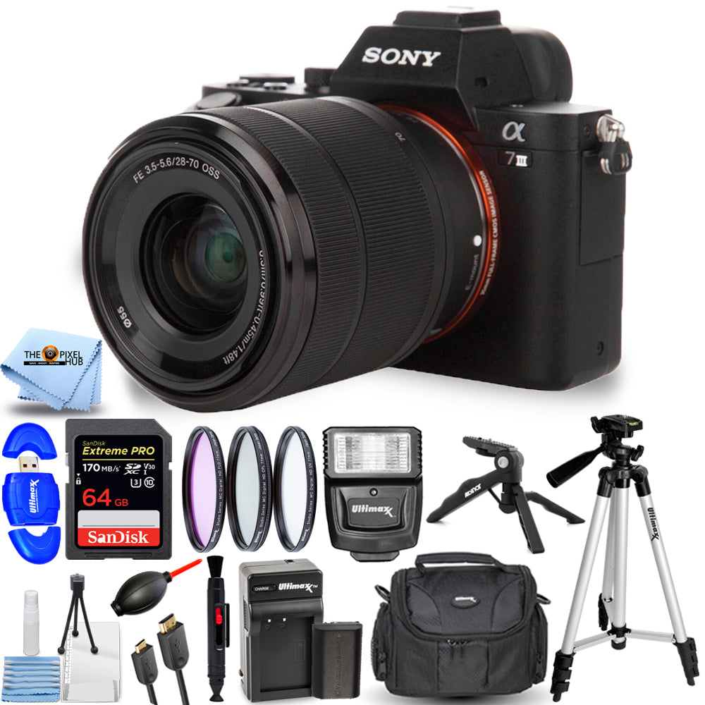 Sony Alpha a7 III Mirrorless Digital Camera with 28-70mm - 14PC Accessory Bundle