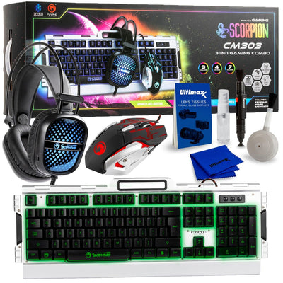 Marvo Scorpion 3-in-1-Gaming-Kombination – Tastatur, Maus, Headset und Reinigungsset