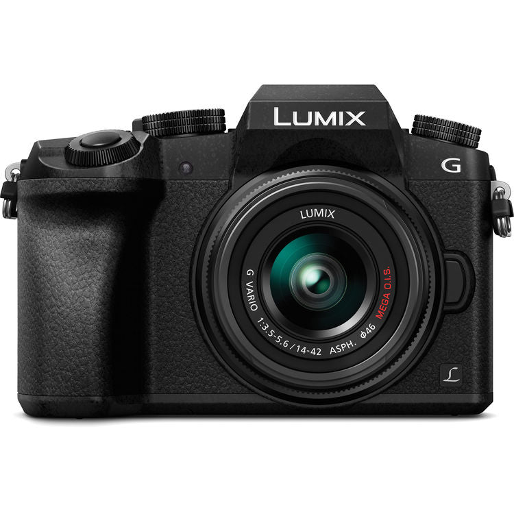 Spiegellose Kamera Panasonic Lumix G7 mit 14-42-mm-Objektiv (schwarz)