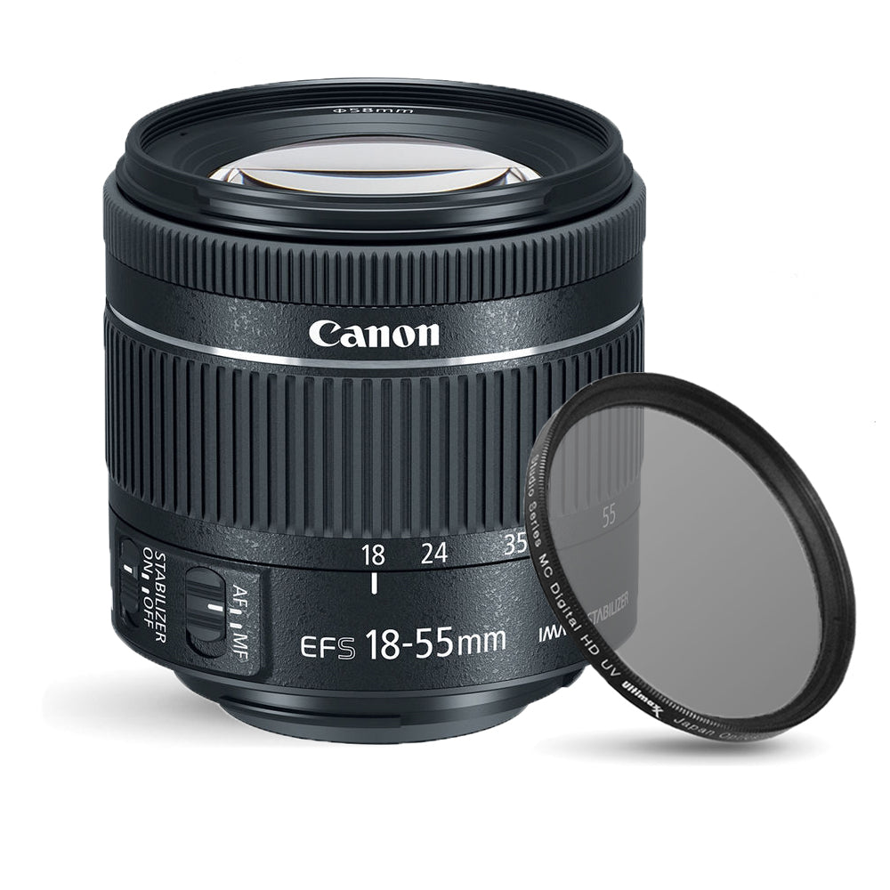 Canon EF-S 18-55mm f/4-5.6 IS STM Lens 1620C002 + UV Ultraviolet Filter