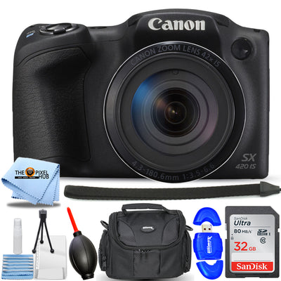 Canon PowerShot SX420 IS 20MP Digitalkamera (Schwarz) – Essential 32GB Bundle