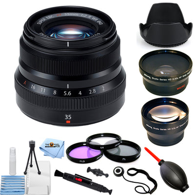 Fujifilm XF 35mm f/2 R WR Lens (Black) 16481878 - 10PC Accessory Bundle